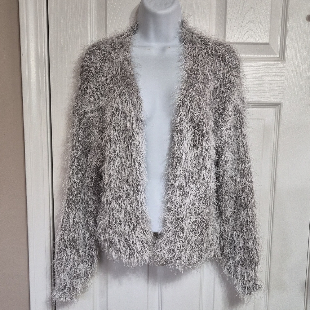 SHEIN Fringe Gray Cardigan Sweater Size Small NWOT